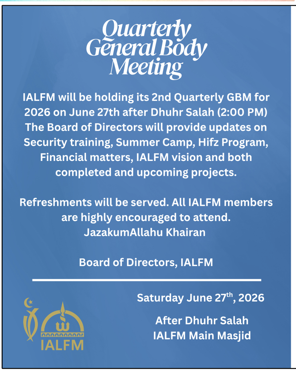 Quarterly General Body Meeting