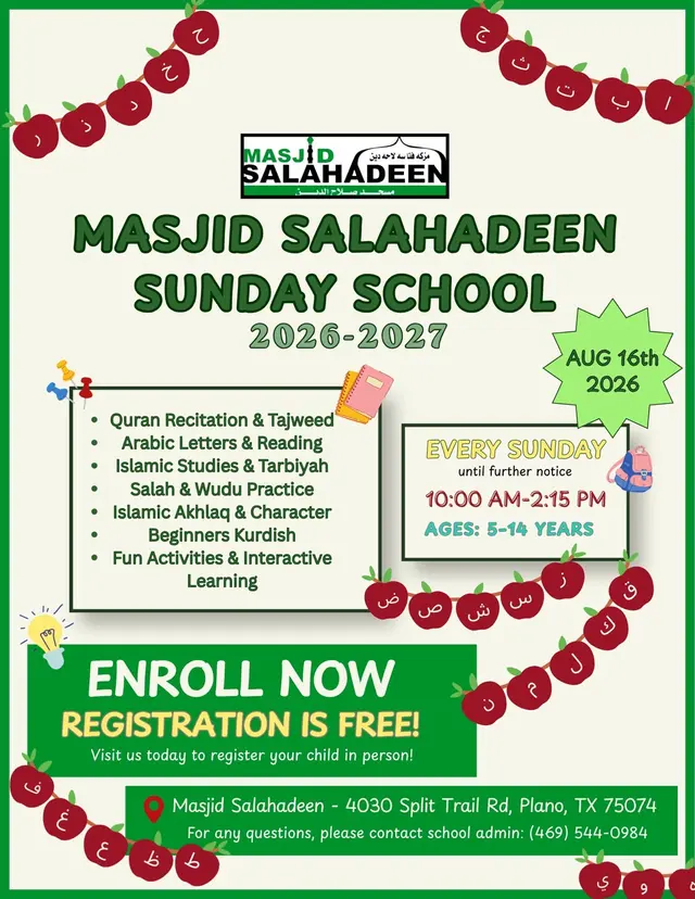 Masjid Salahadeen Sunday School 2026-2027