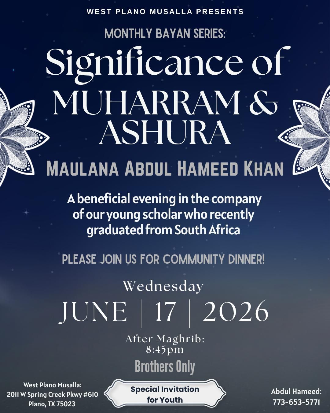 Monthly Bayan Series: Significance of Muharram & Ashura