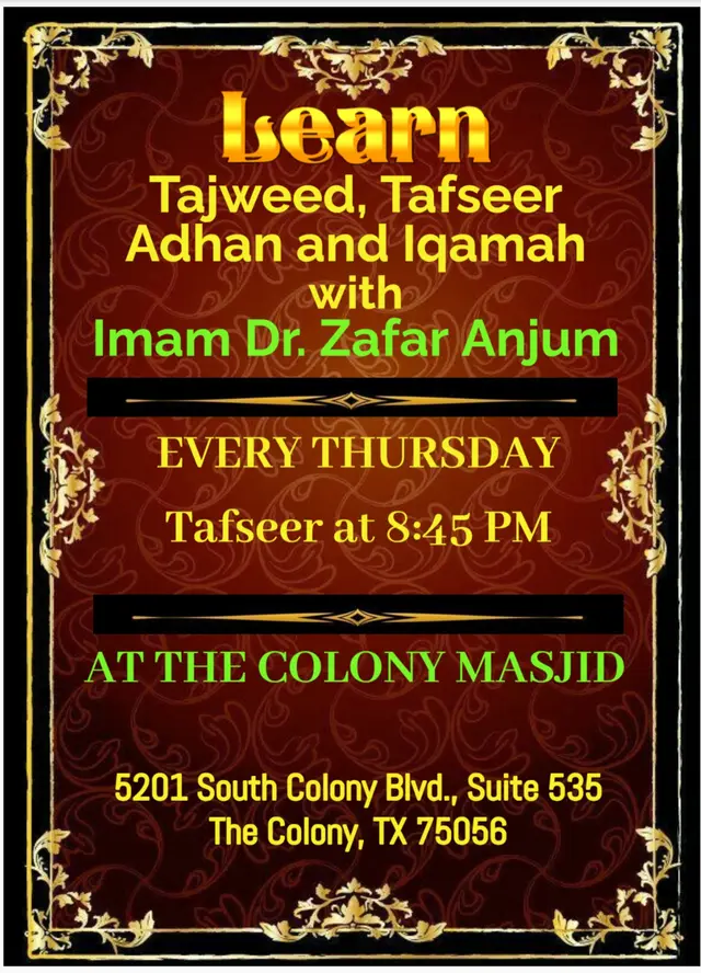 Learn Tajweed, Tafseer, Adhan and Iqamah with Imam Dr. Zafar Anjum