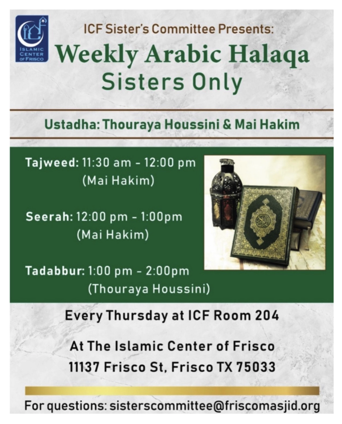 Weekly Arabic Halaqa Sisters Only