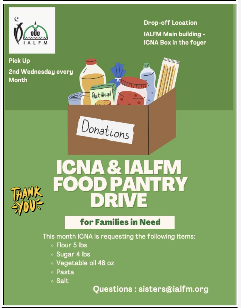 ICNA & IALFM Food Pantry Drive