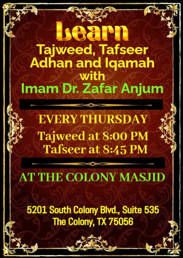 Tajweed Class (Weekly) — Imam Dr. Zafar Anjum